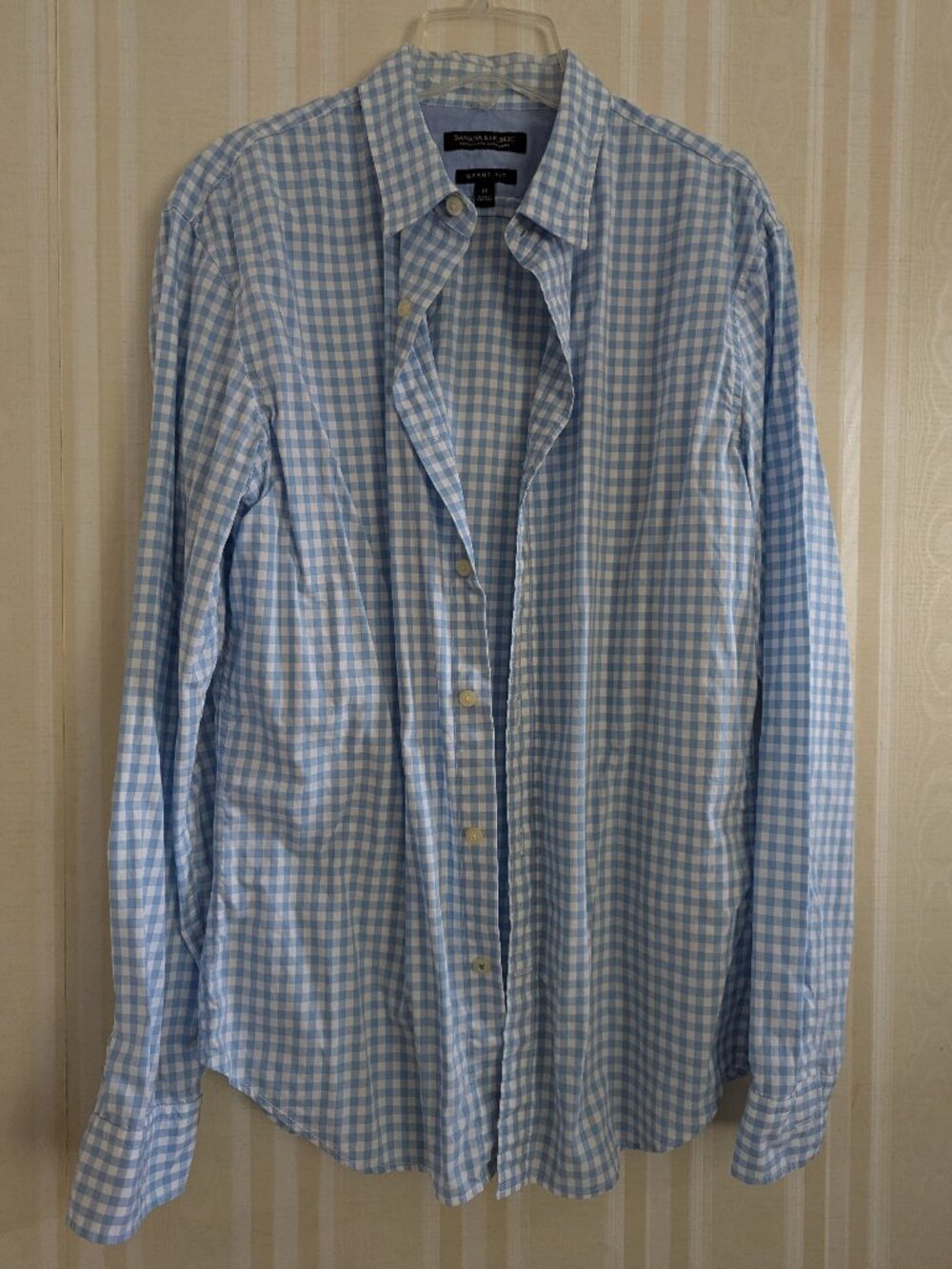 Banana Republic Men's Blue & White Plaid 100% Cotton Shirt Size M